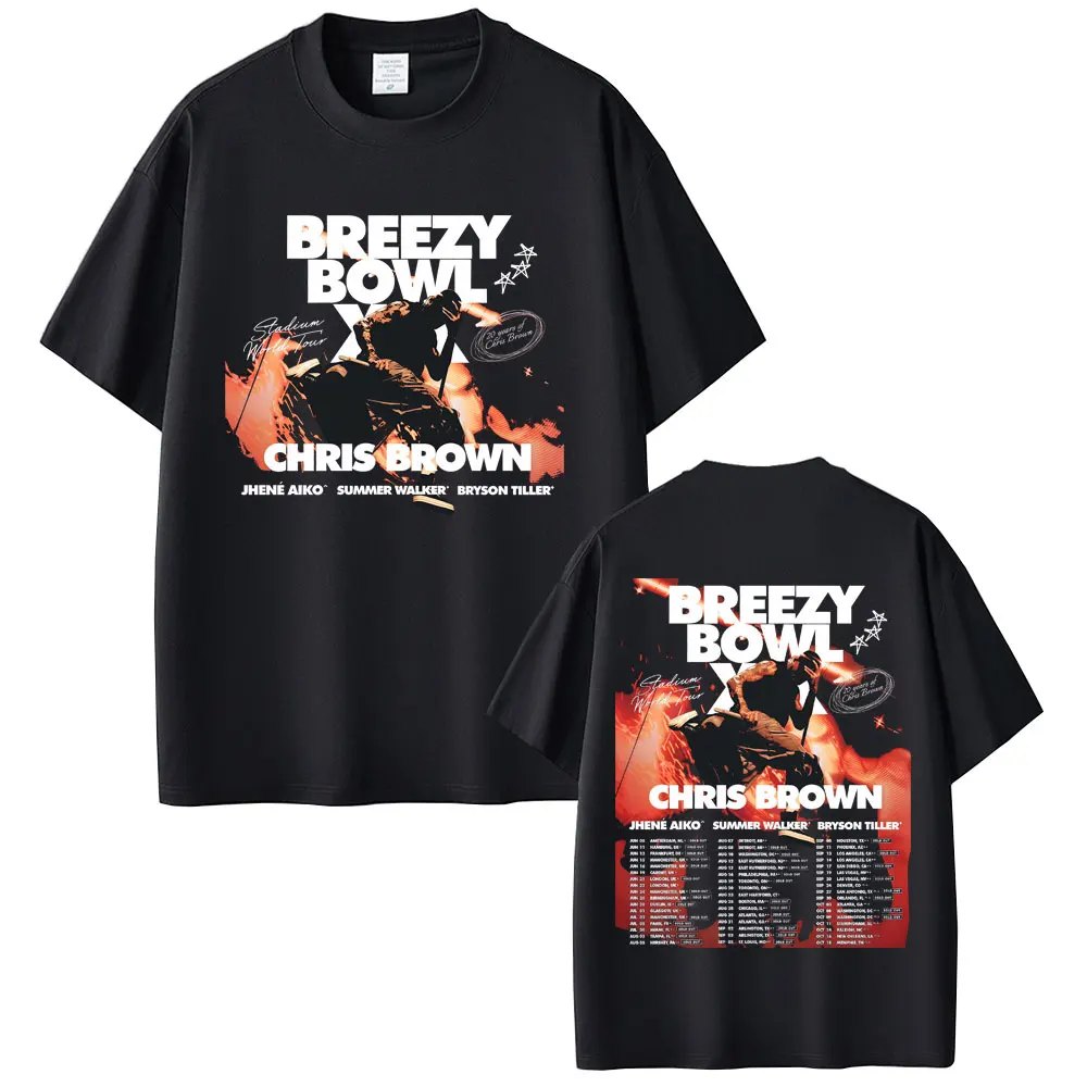 

Rapper Chris Brown Breezy Bowl XX Tour 2025 T-shirt Men Women Clothing Fashion Hip Hop Vintage T Shirt Casual Oversized T-shirts
