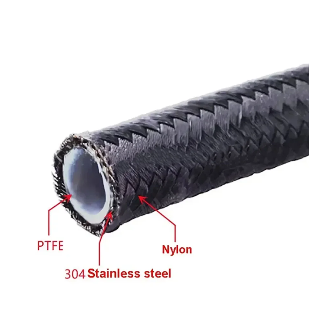 Nylon Braided PTFE Brake Hose Car Motorcycle Hydraulic Brake Fuel Oil Line Oil Cooler Hose Pipe ID 6mm/8mm/10/13mm/16mm/19mm/25m