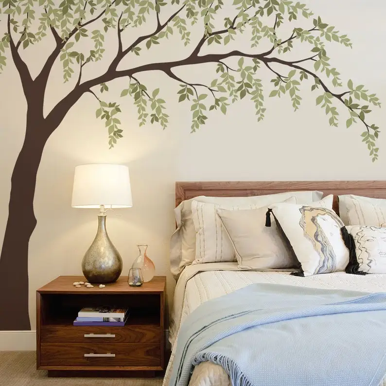 Falling Leaves Weeping Willow Tree Decal, Baby Girls Nursery Wall Decal, Willow Tree Decal, Nursery Decoration