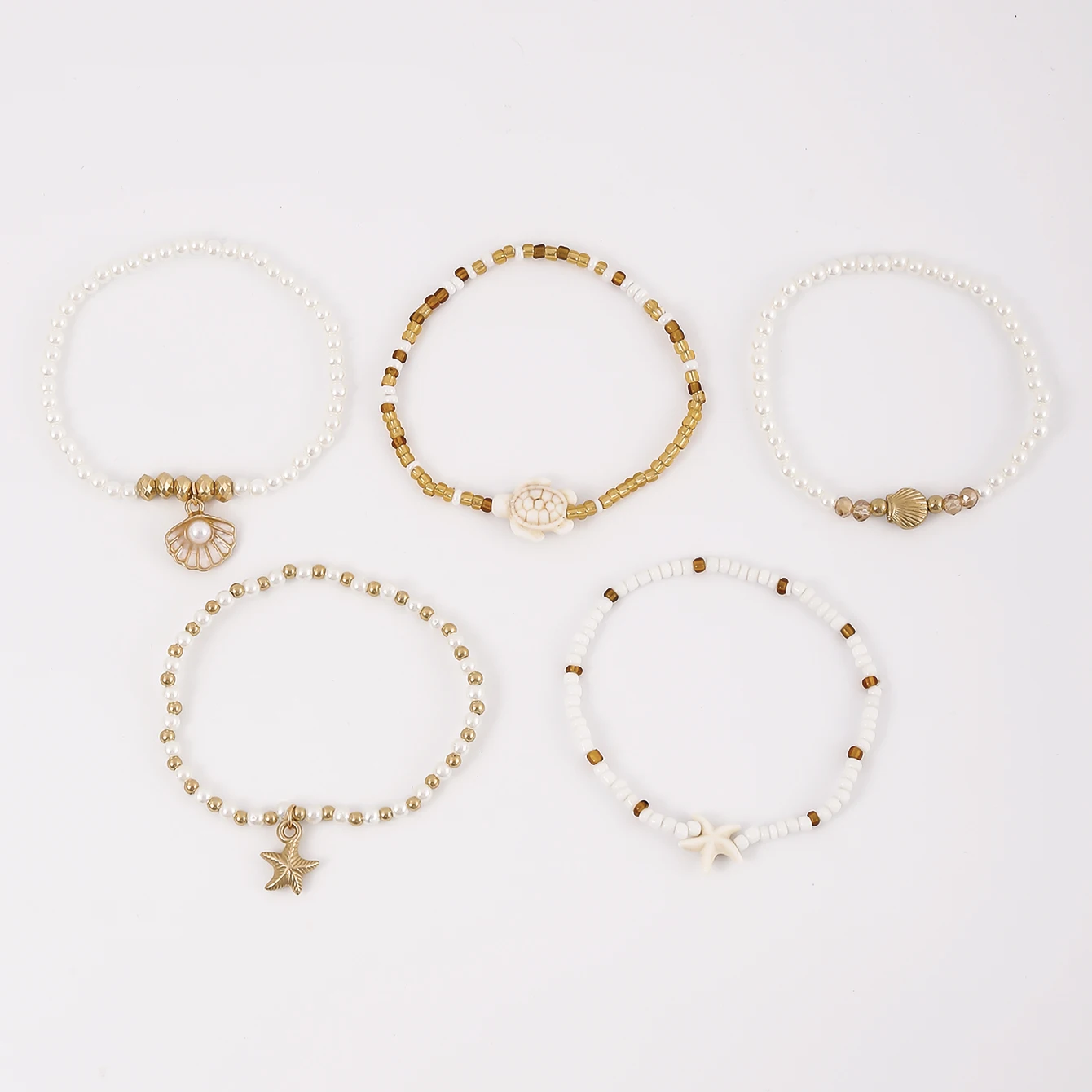 Bracelet multicouche élégant en Imitation de perles, pendentif étoile de mer, coquille de tortue, bijoux de fête d'été pour femmes