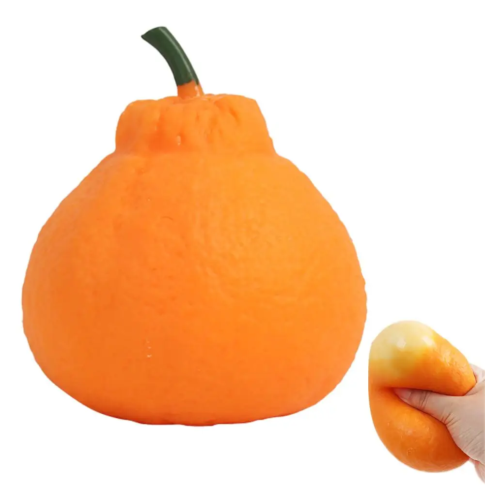 Cute Soft Feel Crunchy Squeeze Orange Design Simulation Orange Fruit Simulation Stretchy Desk Toys Easter Gifts﻿