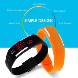 Reloj de pulsera Digital táctil para hombre y mujer, pulsera deportiva LED roja de silicona a la moda, relojes electrónicos, envío directo