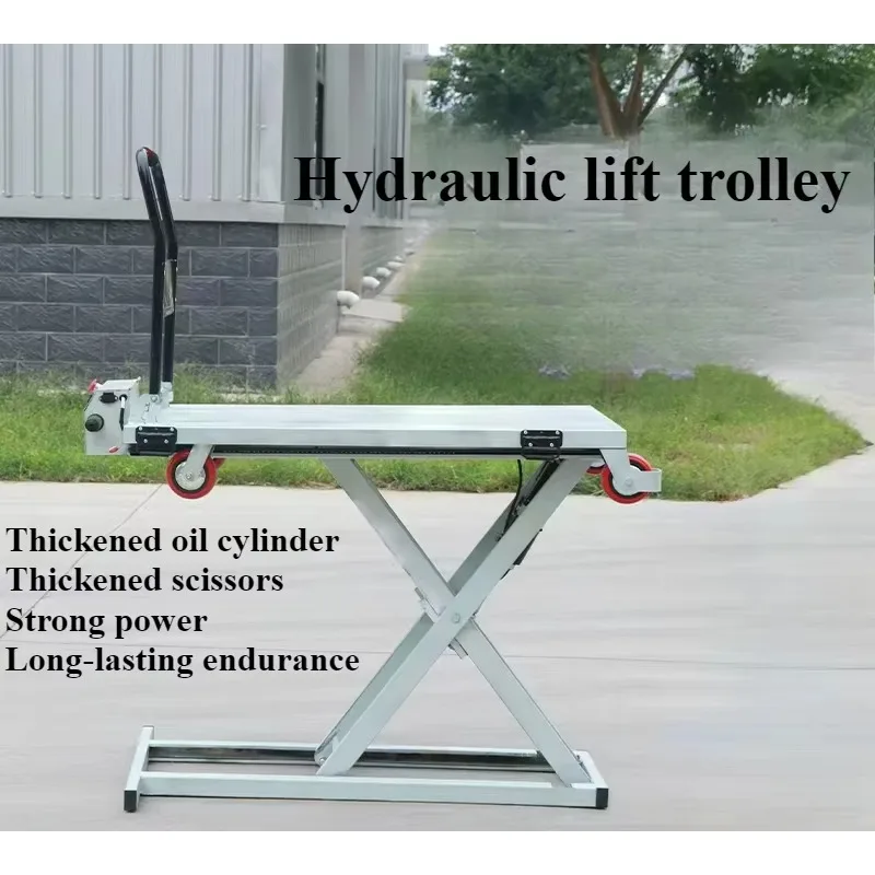 High Quality Electric Flatbed Trolley Portable Transport Mobile Small Hydraulic Lift Flatbed Trolley