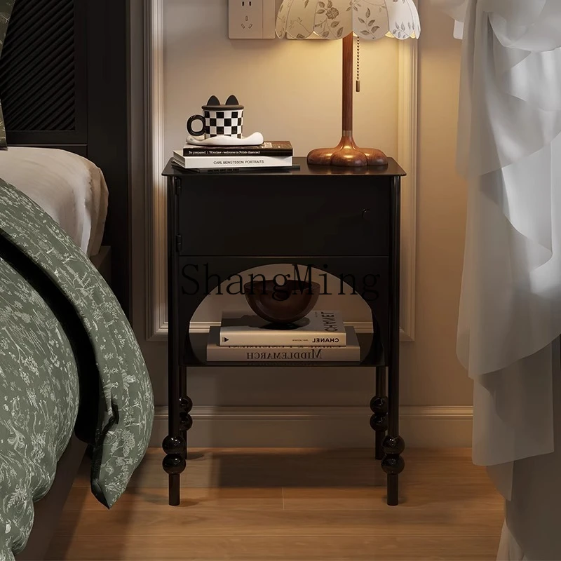 

SM antique bedside table retro small bedside shelf bedroom home bedside small edge table
