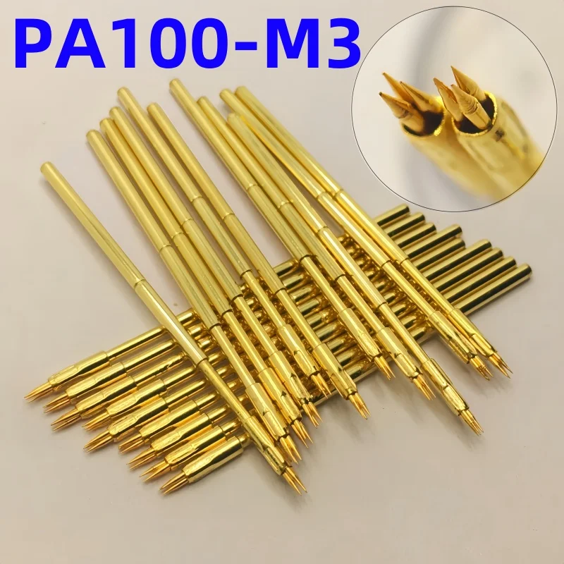 

20/100PCS PA100-M3 Spring Test Probe Test Pin Pogo Pin P100-M3 PCB Test Tool 1.50/0.99/1.36/38.35mm Gold Needle tricusp Tip