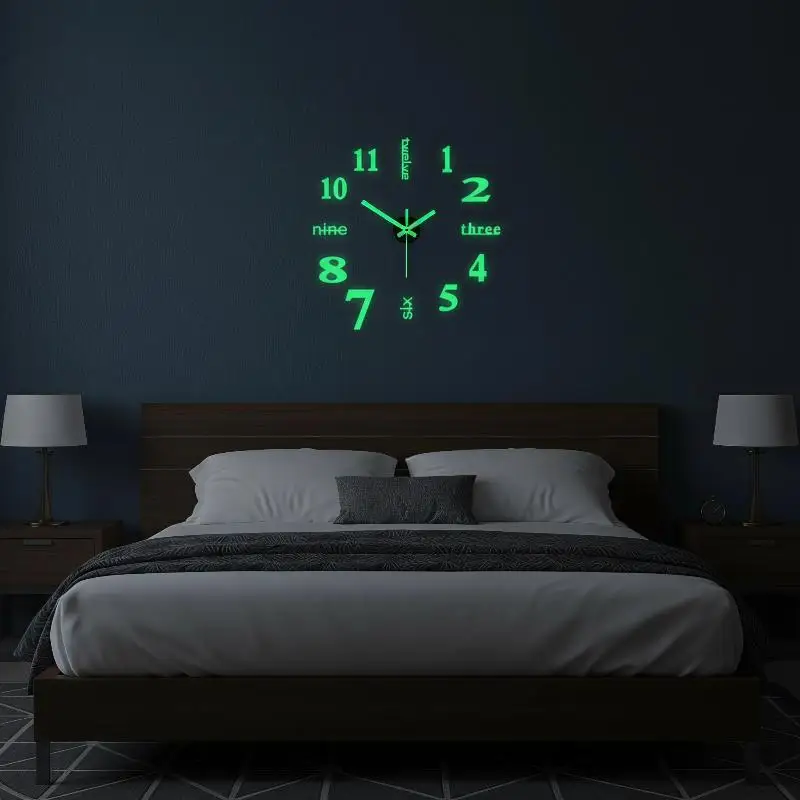 Oversized 2D 3D Mirror Wall Clock Stickers DIY Acrylic Quartz Clock for Living Room TV Background Wall Decor