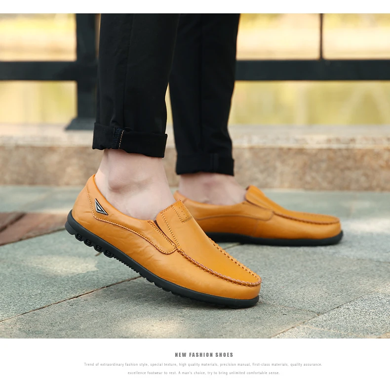 Loafers Moccasins Breathable Slip on Black Driving Shoes Plus Size 37-47 Genuine Leather Men Casual Luxury Brand Mens