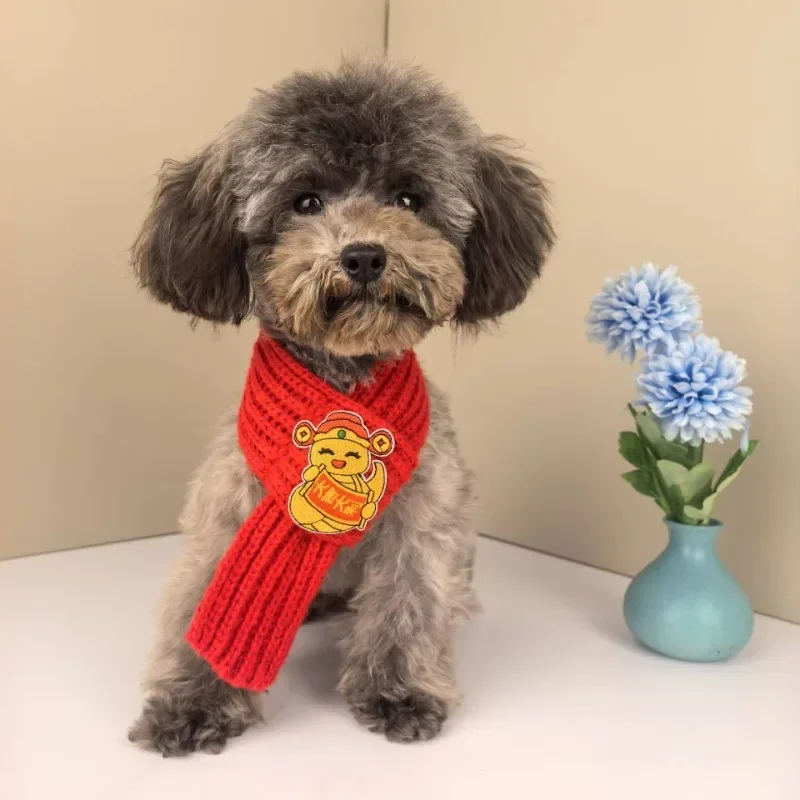 Pet Scarf 2025 New Years Pet Scarf for Dog Cat Chinese Snake Year Scarf Warm New Year Dog Knitted Scarfs Winter Pets Neck Scarfs