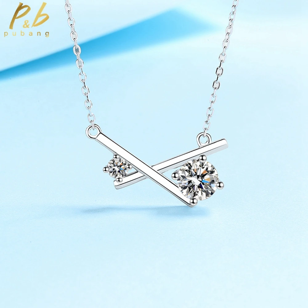 

PuBang Fine Jewelry 100% 925 Sterling Silver Real Moissanite Diamond Cross Pendant Necklace for Women Wedding Gift Free Shipping