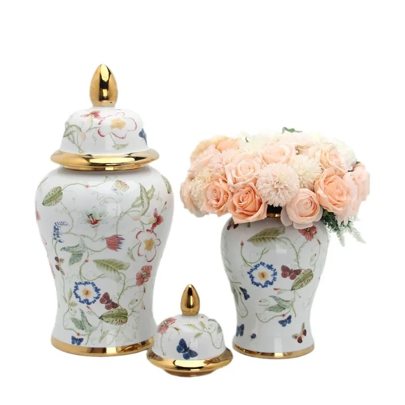 

Ваза керамическая цветочная композиция орнамент цветок птица бабочка банка ремесленный орнамент цветочная композиция орнамент