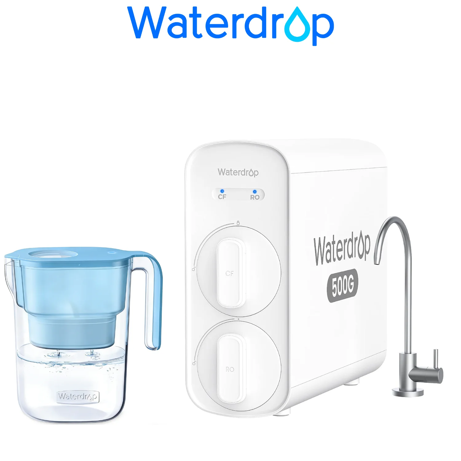

Waterdrop G5P500 Reverse Osmosis Water Filter, Including Waterdrop Water Filter Pitcher with 1 Filter