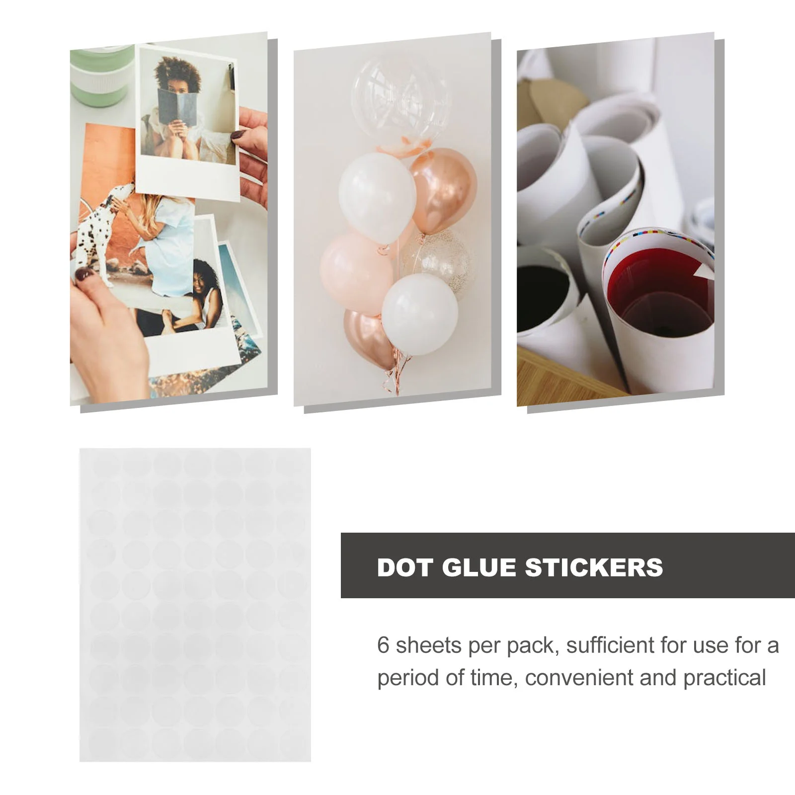 6 Sheets Transparent Double-sided Tape Removable Photo Sticker Adhesive Pads Acrylic Adhesives