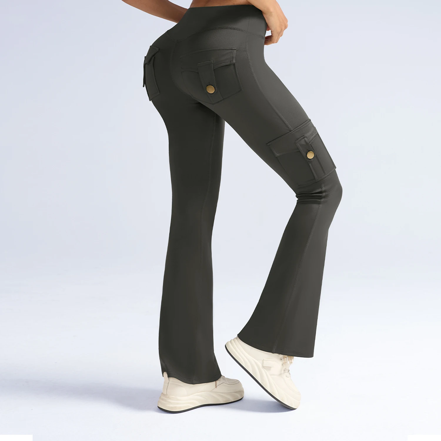 المرأة جيب البضائع مضيئة السراويل عالية الخصر ضئيلة الورك رفع جرس قيعان الشارع الشهير موضة تنوعا بنطلون النساء طماق