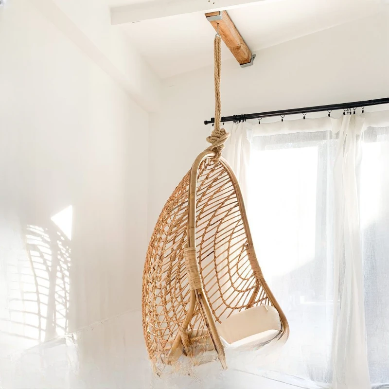 

New Chinese rattan hanging basket balcony swing Japanese hanging chair leisure swing Indonesian rattan hand-woven