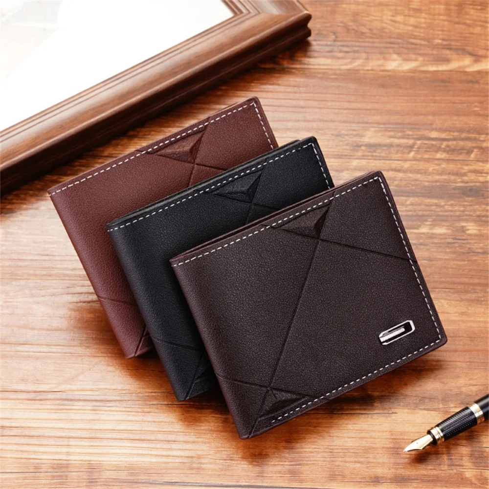 Men's Short Wallet Multi-card Coin Purse New Fashion Casual Wallet Male Youth Thin Three-fold Horizontal Soft PU Wallet For Men