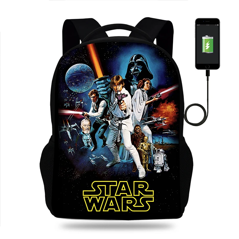 Star Wars Backpack Boy Girl School Bags Children Teenager USB Charging Daily Travel Backpack Mochila