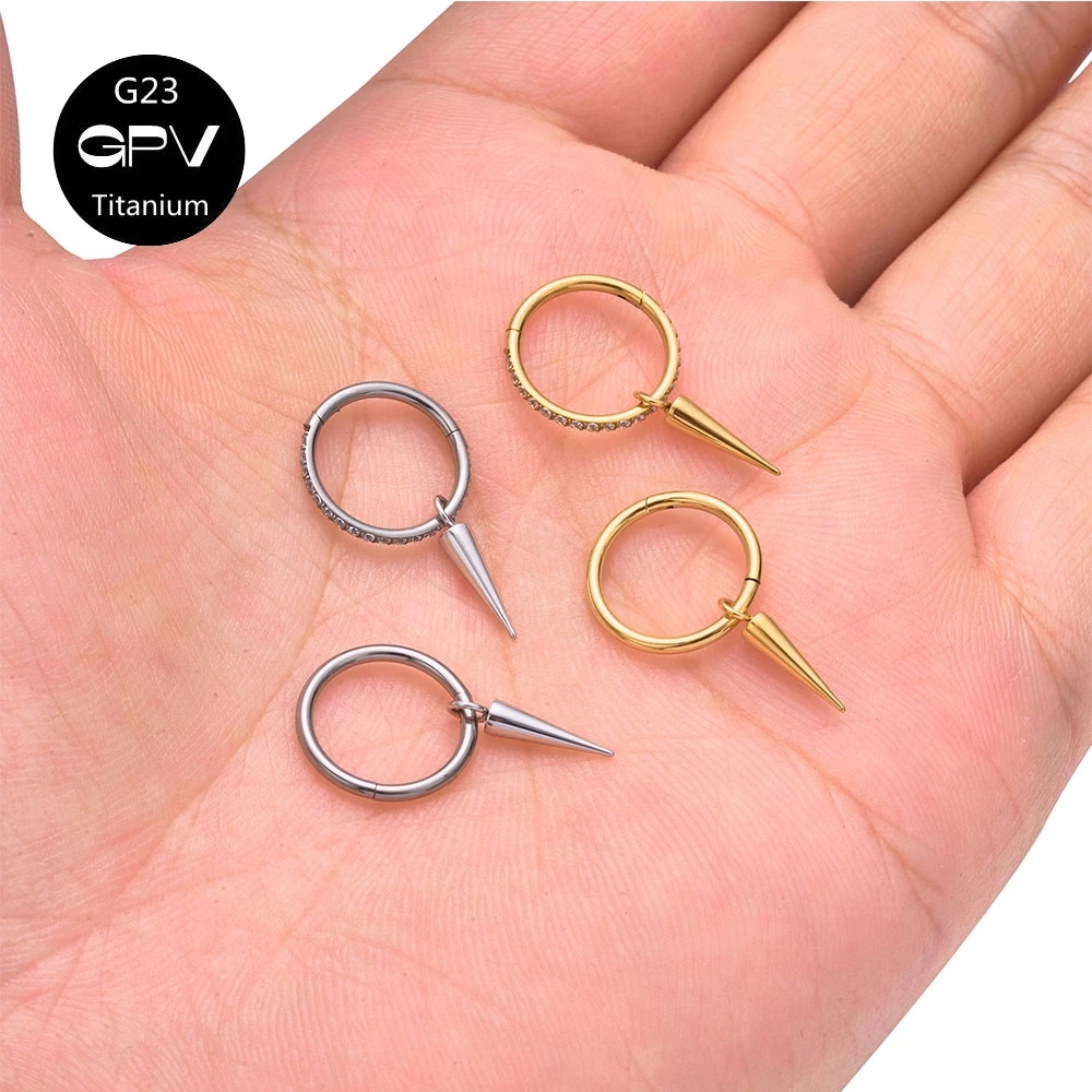 G23 F136 Titan Ohrringe Spitze Anhänger DIY Herren und Damen Perforierter Schmuck 18g 16g 14g Closed Loop Nasenmembran Ring – Detail 7