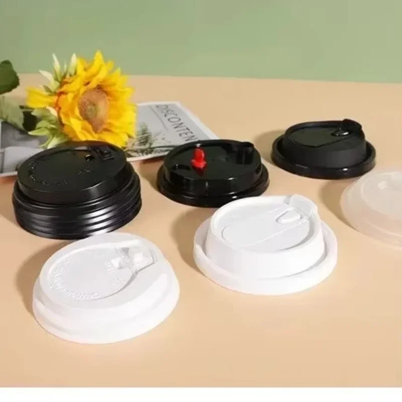 100pcs 90mm Caliber Cups Lid Milk Tea Coffee Cup Universal Leak Proof Cover Disposable Grade Food PP Injection Molded Cup Lids