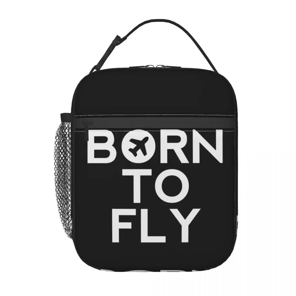 Born To Fly Logo Insulated Lunch Tote Bag for Women Aviation Flight Pilot Portable Cooler Thermal Food Lunch Box School Children