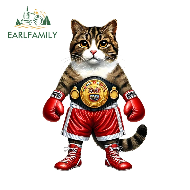 EARLFAMILY Boxer Cat Simple Cute Cartoon Car Sticker Personal Aquaflask Storage Flask Car Decals Nice Camper Custom Printing