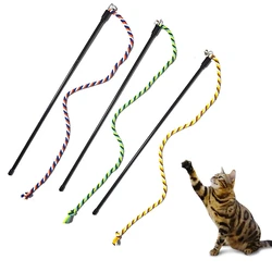 Cat Wand Toy Cat Interactive Toy Teaser Teasing Cat Rope with Bell Cat Chew Toy Clean Teeth Kitten Play Toy Supplies Accessories