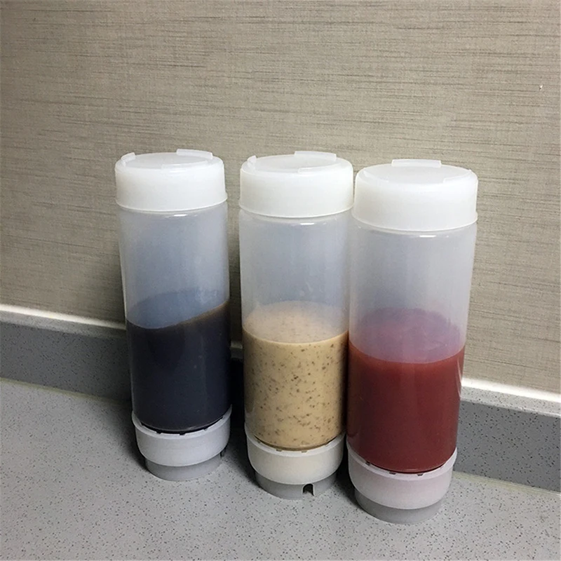 زجاجات ضغط مزدوجة الرأس ، زجاجات صلصة بلاستيكية ، موزع الطماطم ، أدوات التنزهي بالمطبخ ، 16 أونصة ، 24 أونصة