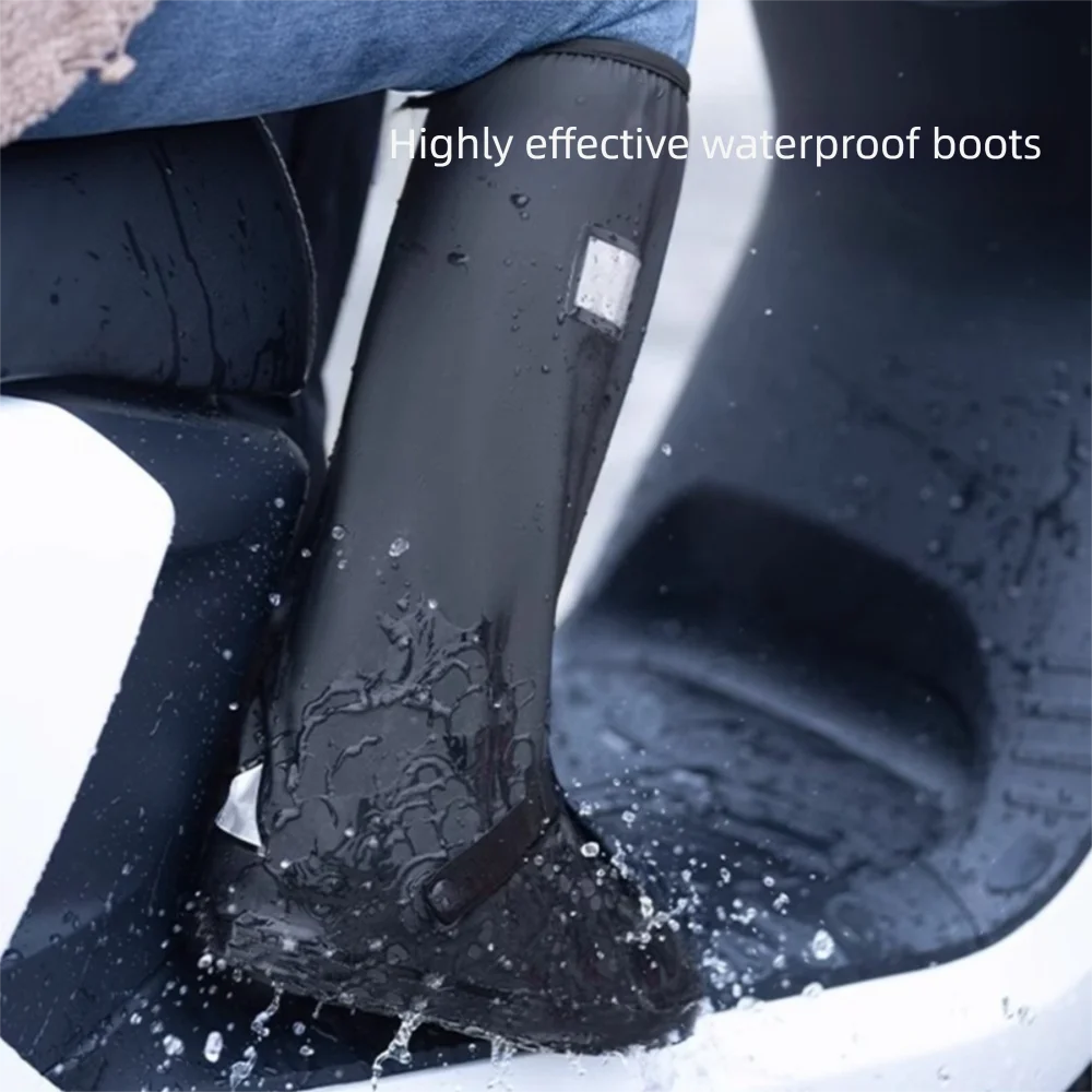 Black Rain Boot Shoe Cover Rainproof Dustproof Motorcycle Shoe Cover High Top Non Slip Bike Rain Cover for Motorcycle Bike
