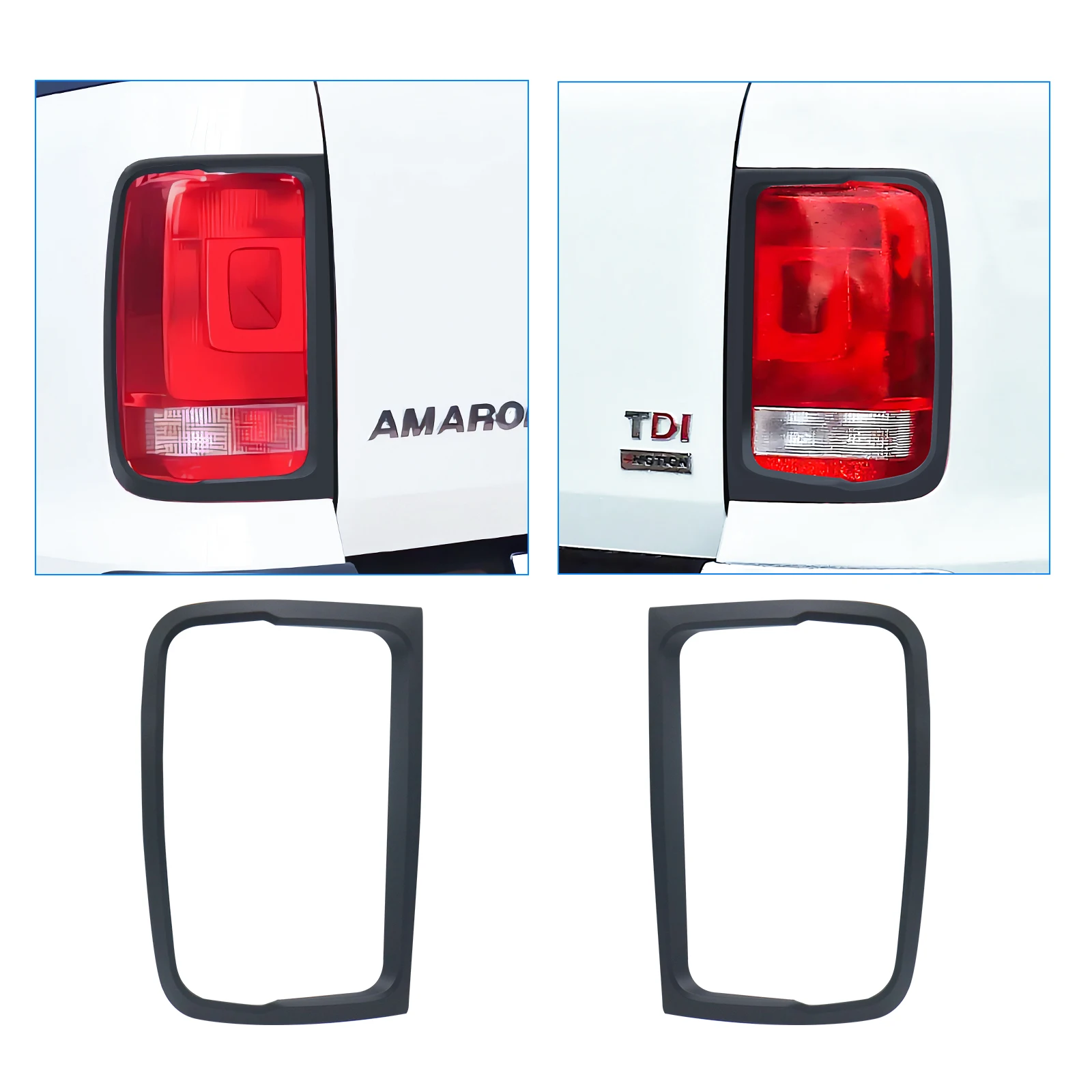 Tail Rear Light Cover Trim to suit for Volkswagen VW Amarok 2009-2022 Matte Black