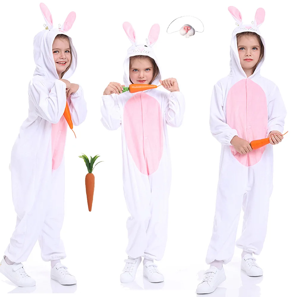 Kids Children Easter Bunny Cosplay Costume Jumpsuit Pajamas Bathrobe Girls Boys Outfits Halloween Carnival Party Roleplay Suit