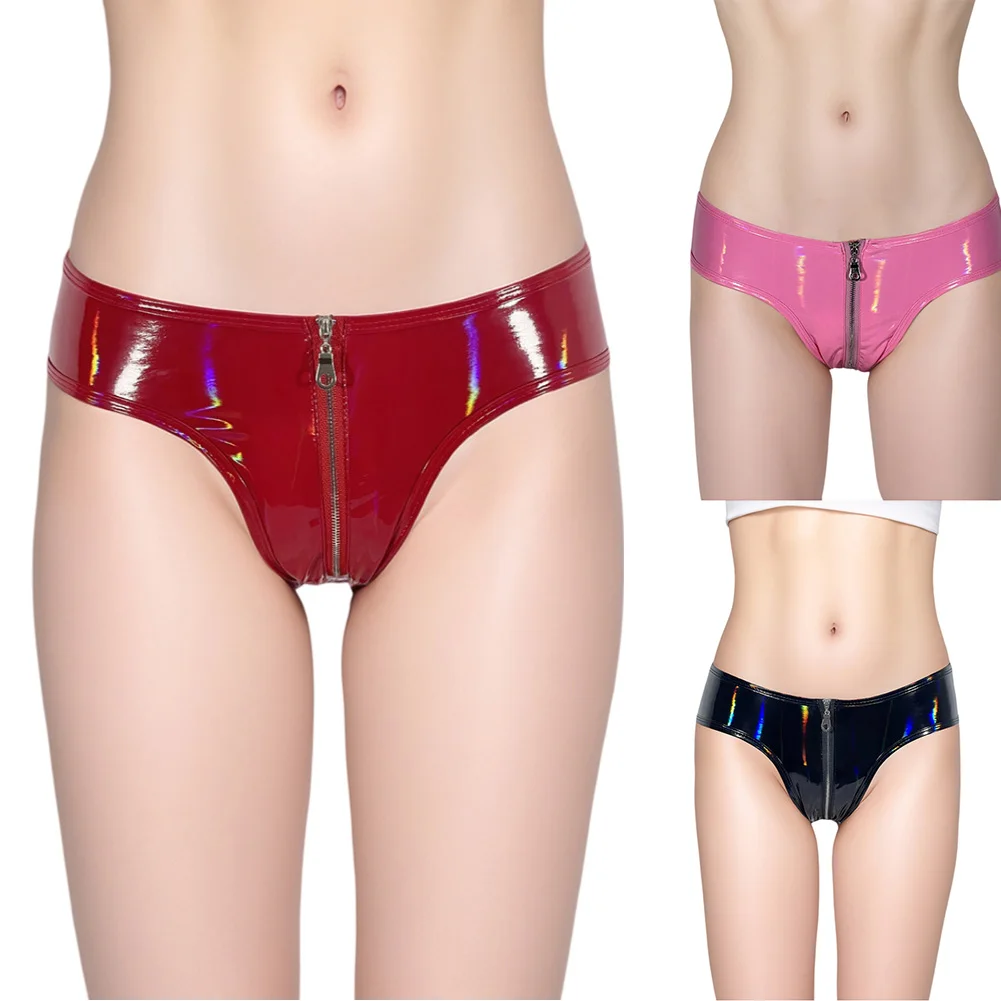عالي اللمعان الملابس الداخلية براءات الاختراع والجلود السراويل أسود أسود أحمر روز الأحمر مجموعة الملابس الداخلية جميع الفصول ارتداء نمط مثير غير رسمي #1