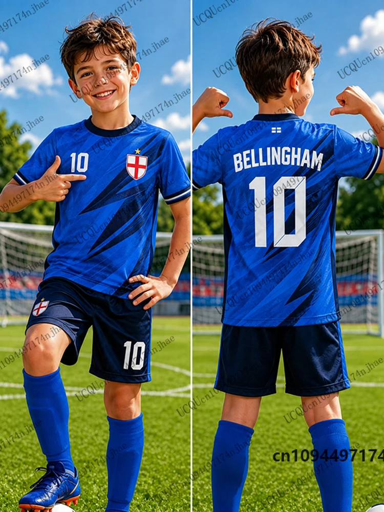 Kinder-Trainingsanzug Bellingham # 10 bedruckte T-Shirts + Shorts-Set, Sport-Fußballtrikot, England-Fans-Anzug, lässige Kleidung für Kinder/Erwachsene – Detail 8