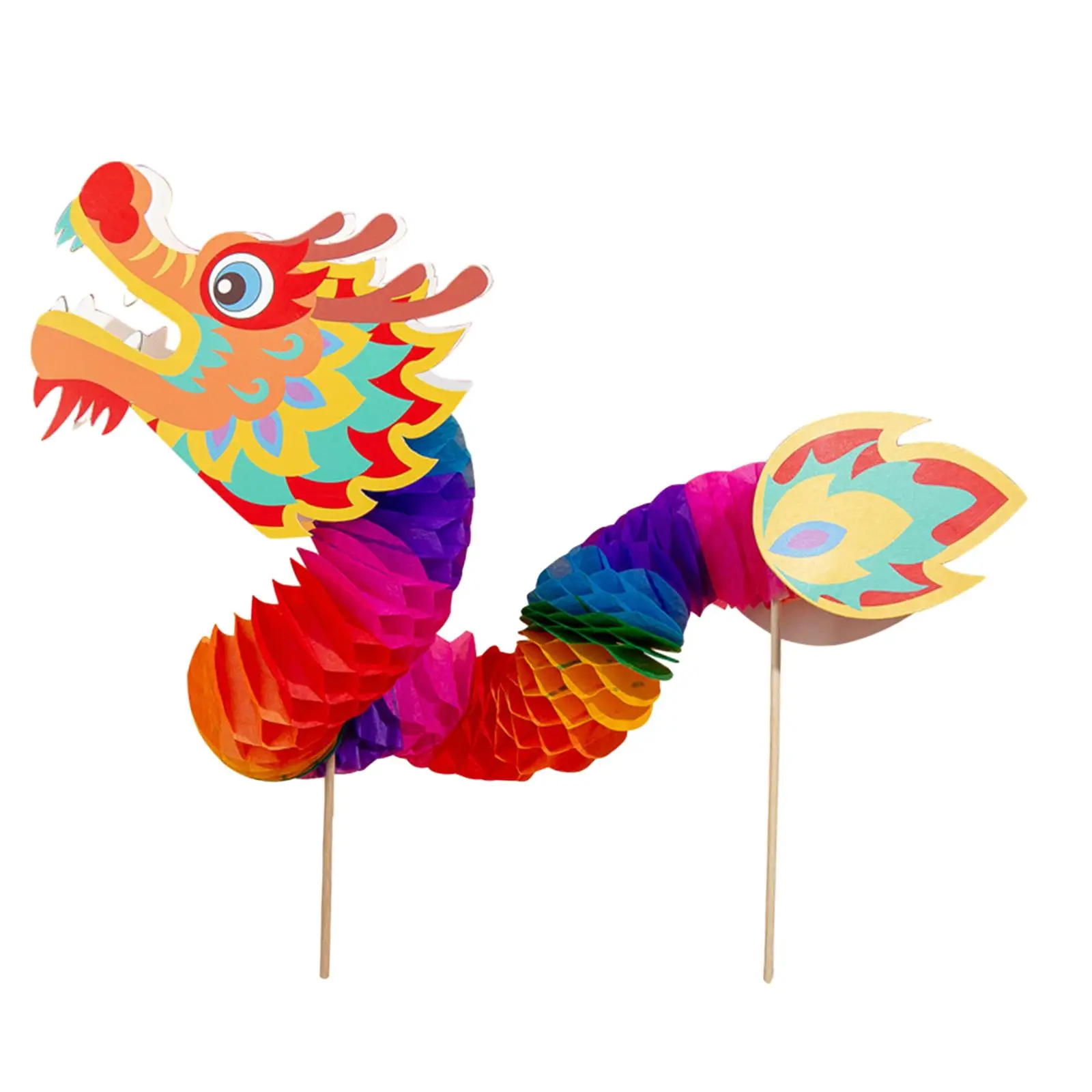 Chinese Paper Dragon DIY Craft Materials 3D Kids Toy Folded Tissue Toys for Park