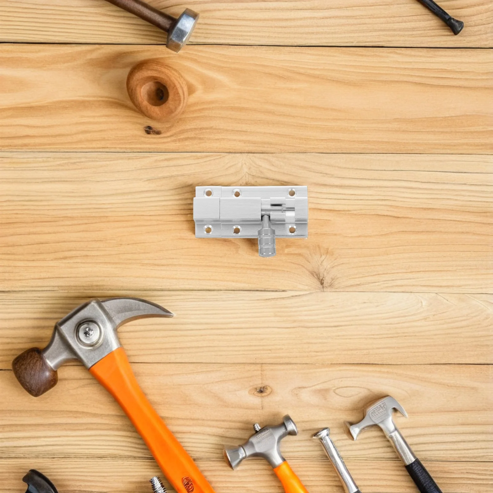 

Slide Latch Lock No Drill Installation Silver Finish Bedroom Bathroom Door Lock for Wooden Metal Interior Doors Silent Operation