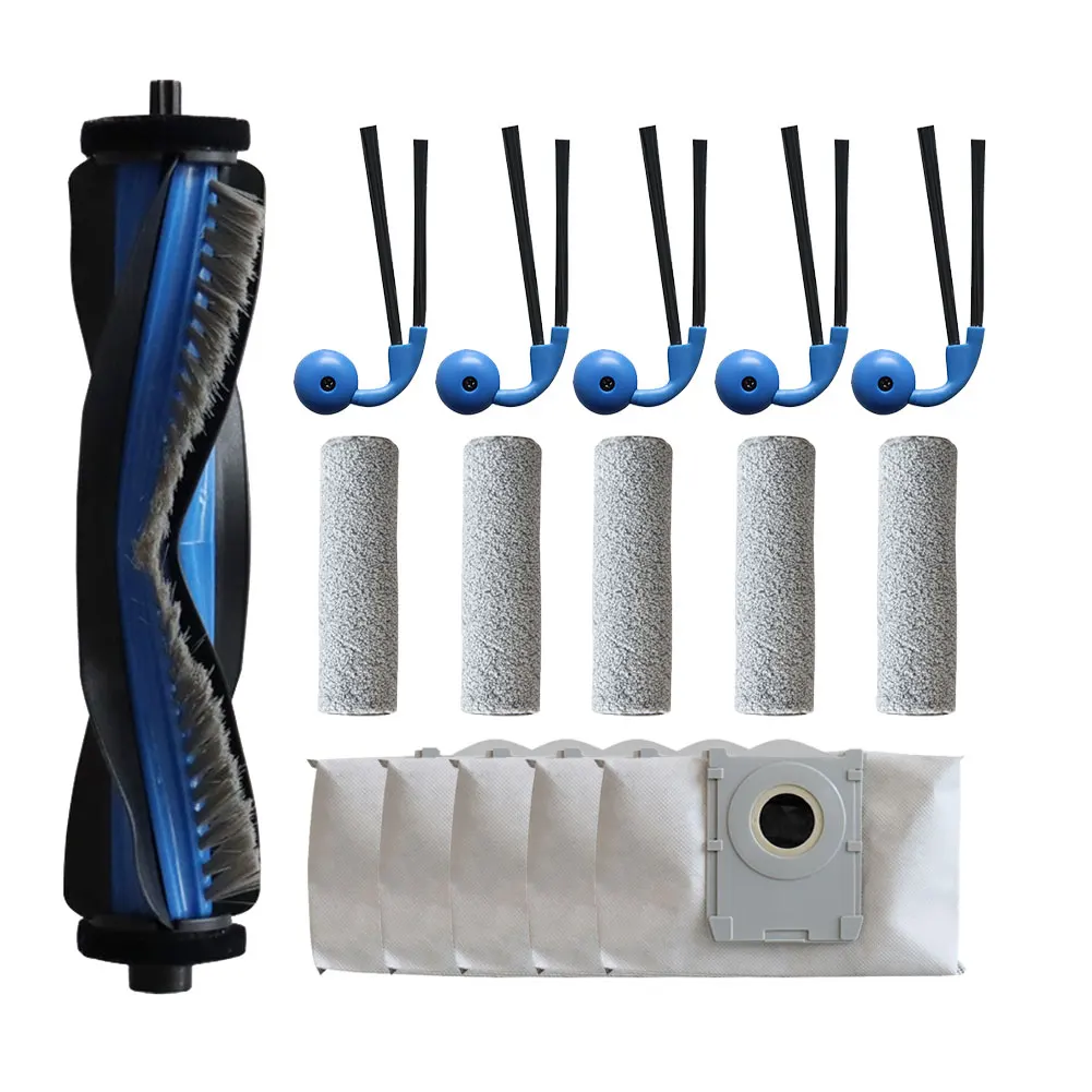 For Ecovacs for x9 for Pro for Omni Vacuum Replacement Parts Kit: 1 Main Brush 5 Dust Bags 5 Side Brushes 5 Rollers Total 16