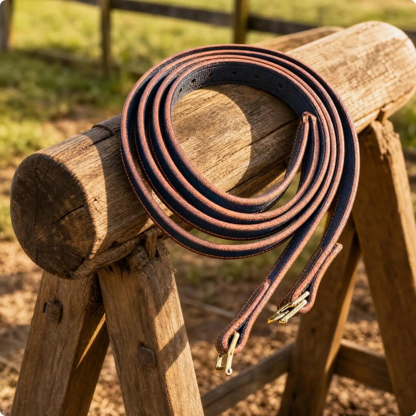 Reinforced Cowhide Leather Stirrup Strap Equestrian Horse Tack Adjustable Stirrup Leathers for Riding School Everyday Use