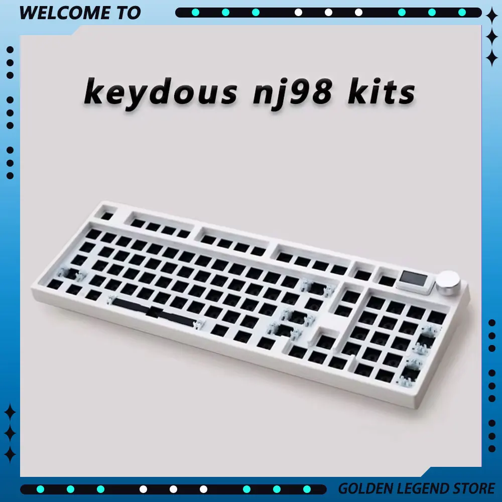 Keydous NJ98 Keyboards Kits Wireless Bluetooth Mechanical Hot Swap 3 Mode Aluminum Brass With Knob Screen Gamer Keyboards for PC