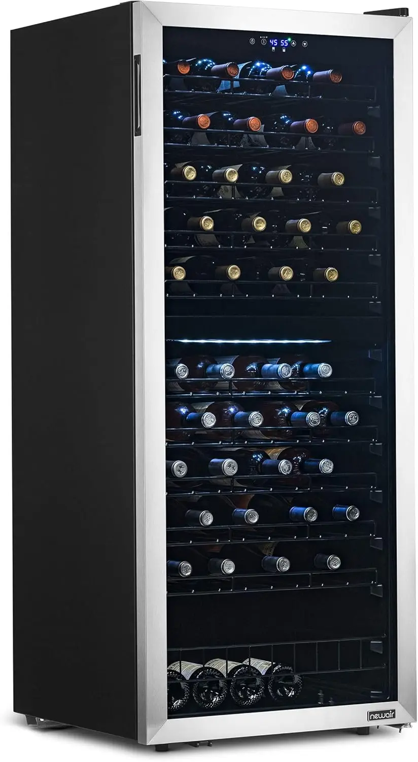 Freestanding 98 Bottle Dual Zone Compressor Wine Fridge with Low-Vibration Ultra-Quiet Inverter Compressor, Adjustable Ra