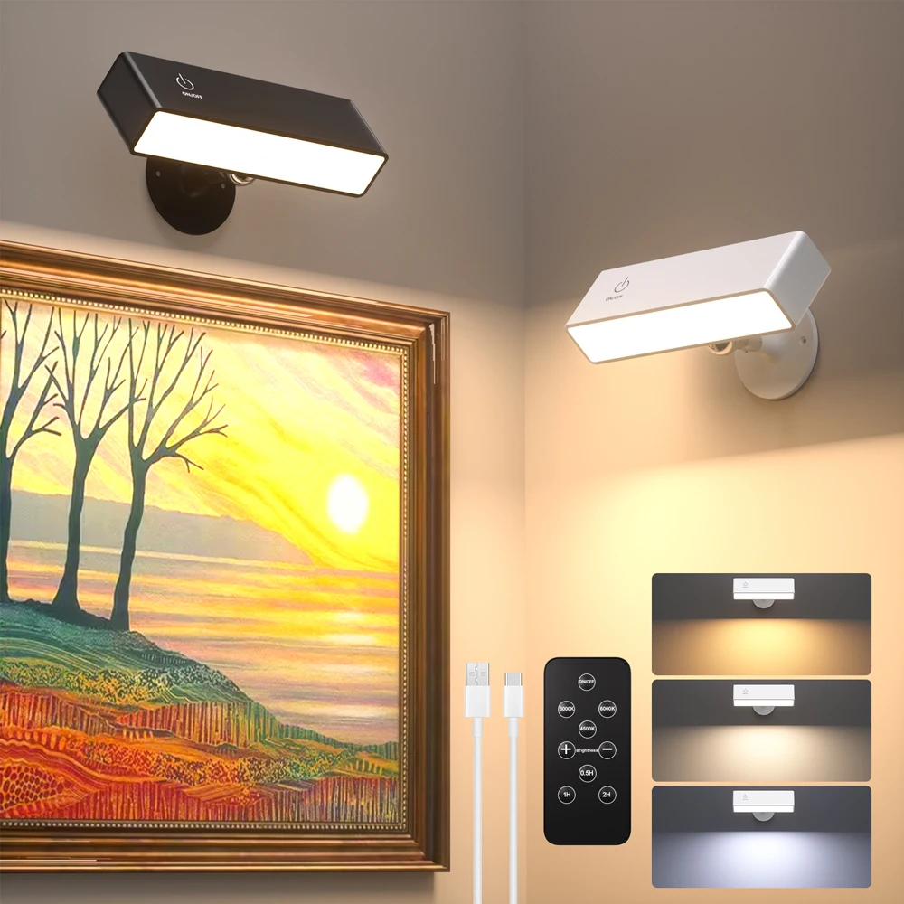 LED Reading Lamp Rechargeable Wall Light with Touch Control Magnetic 360° Rotation Nightlight for Bedroom & Night Feeding Lamp