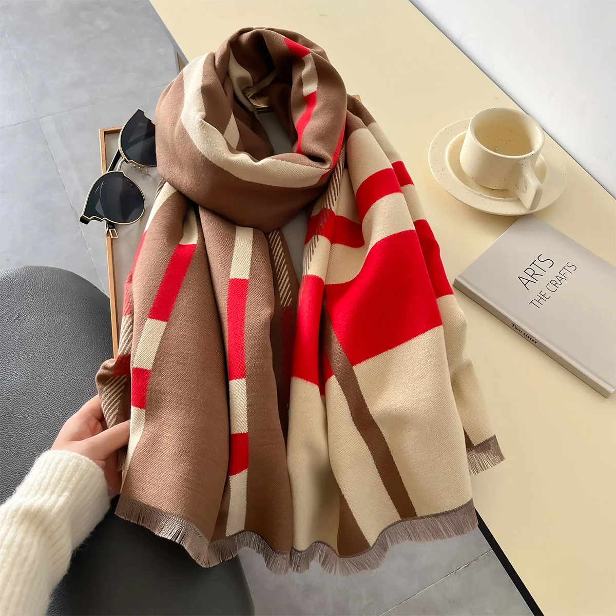 Luxury Winter Cashmere Scarf Women 2024 Design Warm Pashmina Blanket Poncho Scarves Female Shawl Wraps Thick Foulard Bufanda