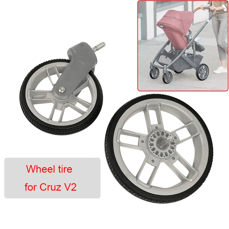 カスタムベビーカータイヤ-uppababy-cruz-v2-フロントまたはリアホイール-pu-チューブレスタイヤカバー-トレッド付き-ベビーバギー交換用アクセサリー