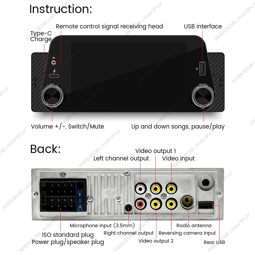 NaviFly Wireless CarPlay Android Auto Car Radio FM  Multimedia player 5\