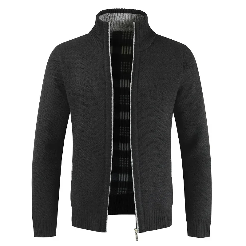 

Top Quality Autumn Winter New Men's Jacket Slim Fit Stand Collar Zipper Jacket Men Solid Cotton Thick Warm Sweater