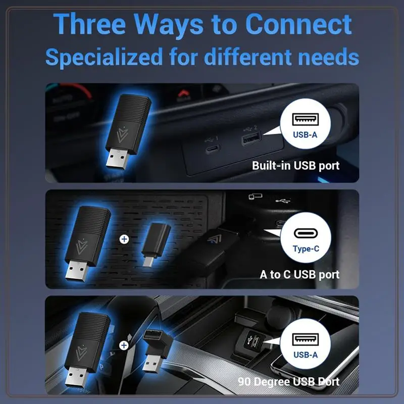 Надежный беспроводной адаптер Android Auto, небольшой беспроводной ключ Android Auto преобразует проводку на беспроводе для автомобилей Android Auto и Windows