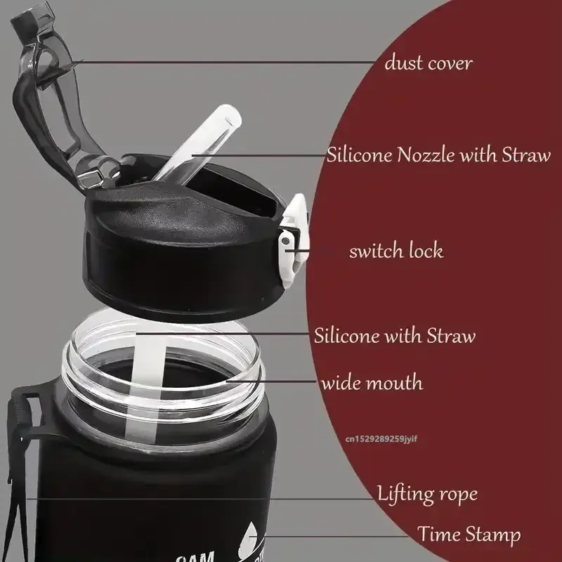 800ML Sports Water Bottle with Time-Tracking Straw Leak Proof Locking Flip Cover for Easy Carry Ideal for Outdoor Adventures - 4