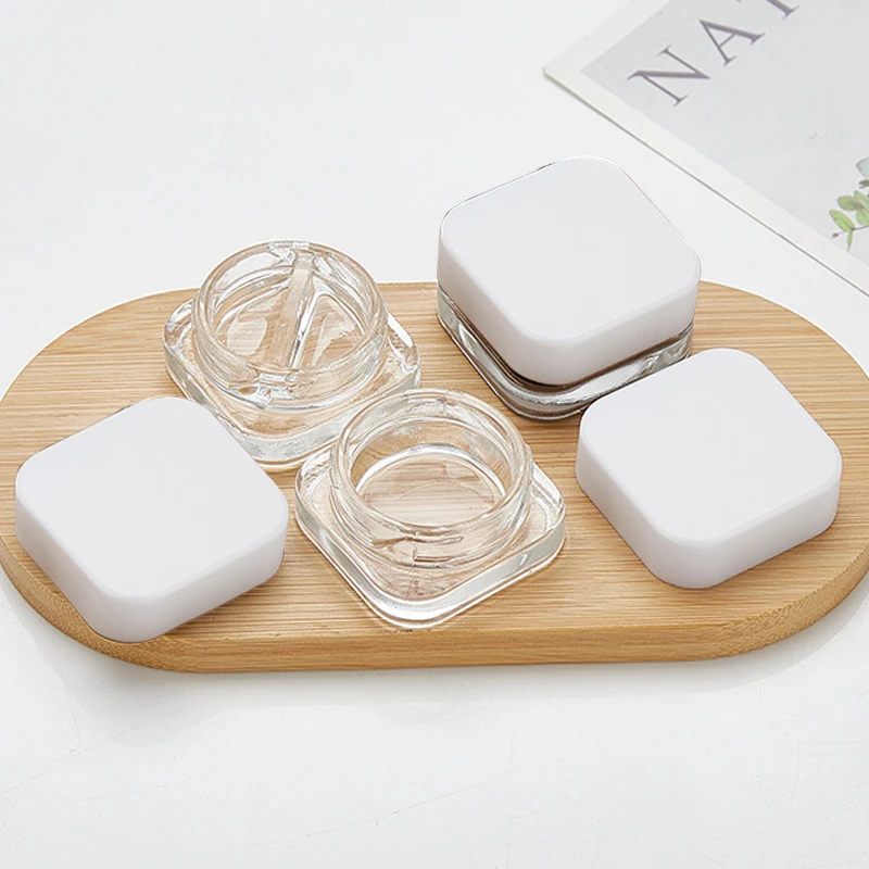 1PCS 9ml Glass Square Jar Skin Care Eye Cream Jars Lotion Pot Refillable Bottle Makeup Eye Shadow Storage Cosmetic Container