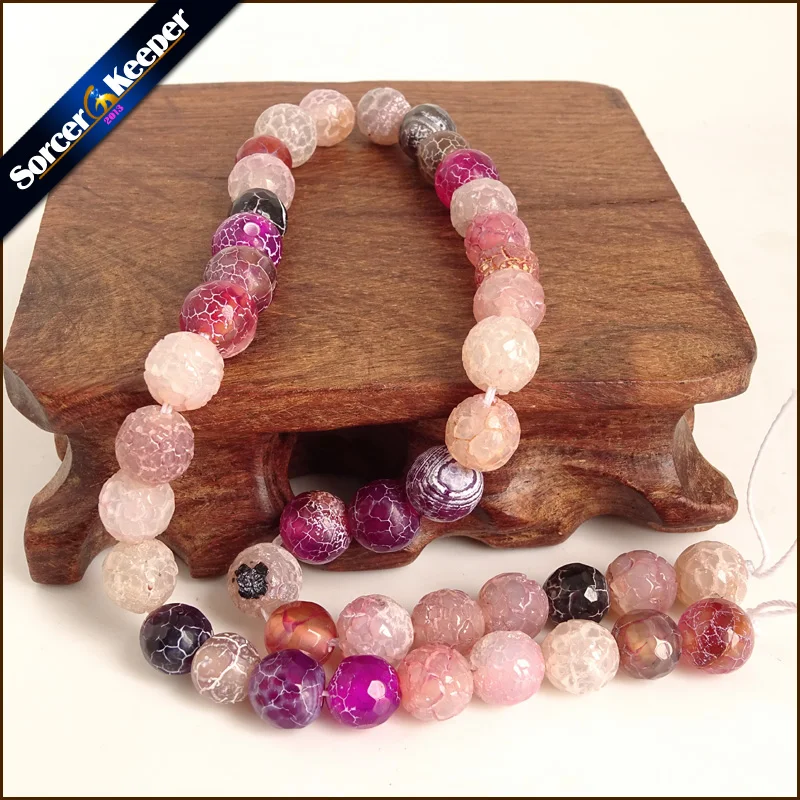 

Natural Crackle Agates Crystal Faceted 9 mm Multi-color Loose Bead Strand 15" for Jewelry Making Bracelet Earrings Necklace