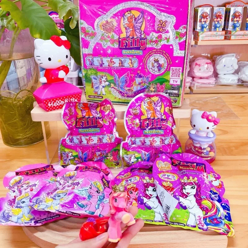 Filly Pony Stars Cute Kawaii Butterfly Flocking Pony Figurka akcji Lalka Zabawki Kolekcje Prezenty urodzinowe dla dzieci