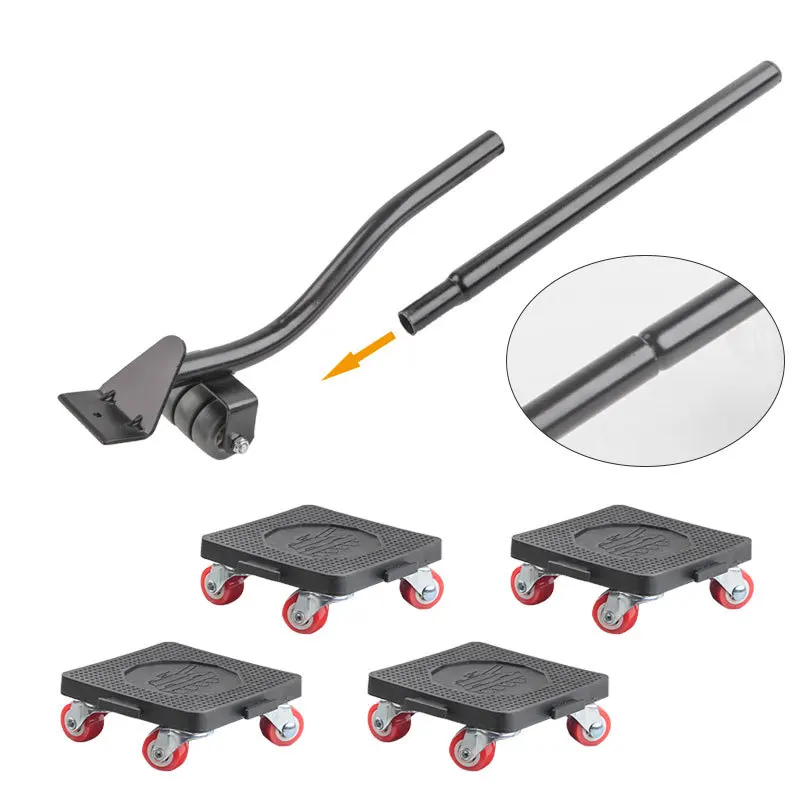 Heavy Duty Furniture Lifter, Transport Mover Lifter, Slides Wheel, Easy Furniture Mover Tool Set, Roller Bar Hand Tools, 5/6Pcs