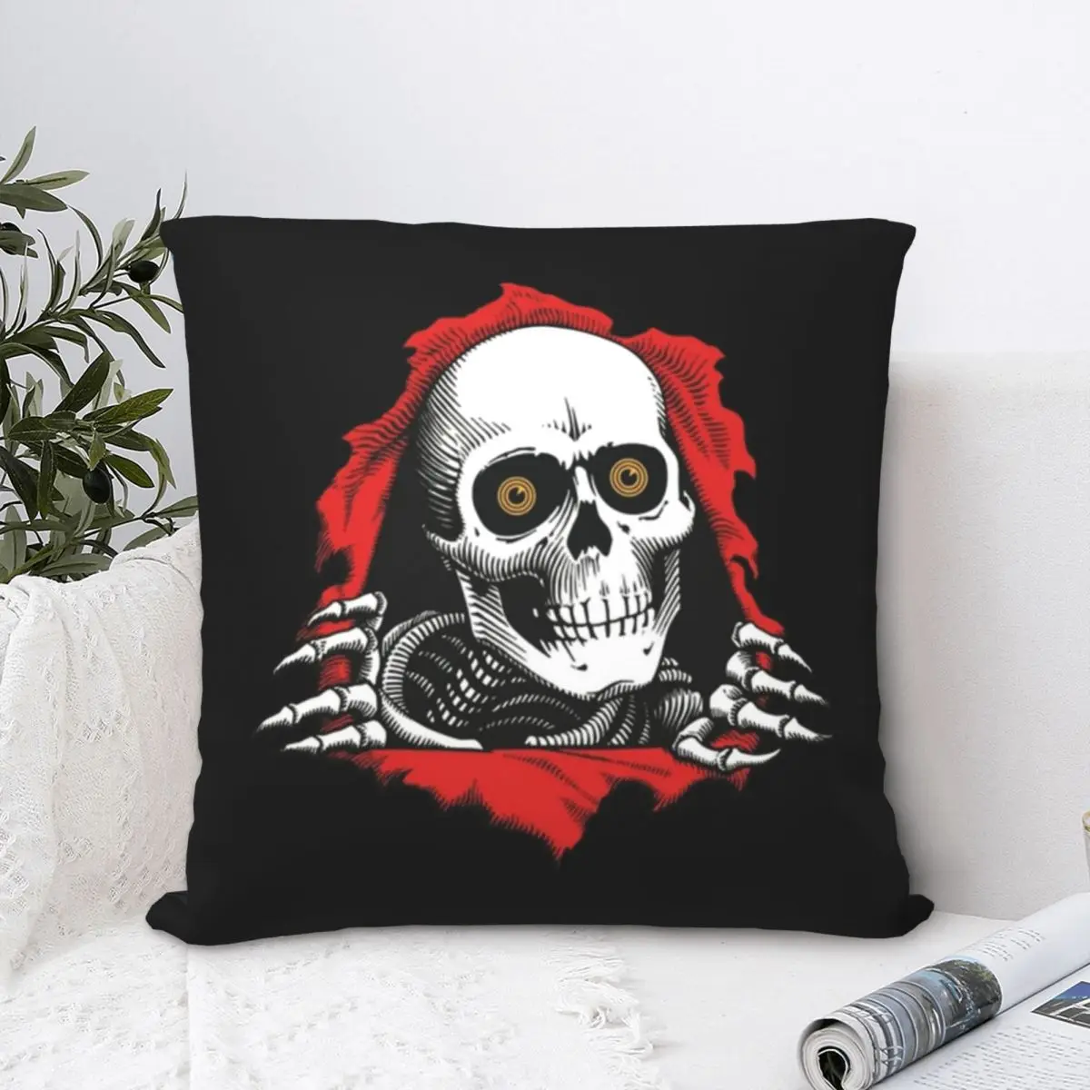 

Ripping Skull Square Pillowcase Polyester Pillow Cover Velvet Cushion Decor Comfort Throw Pillow For Home Car