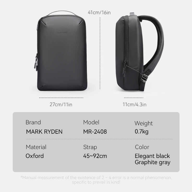MARK RYDEN Ultra-Light Laptop Backpack, Water-Repellent Oxford Fabric with Anti-Theft Back Pocket